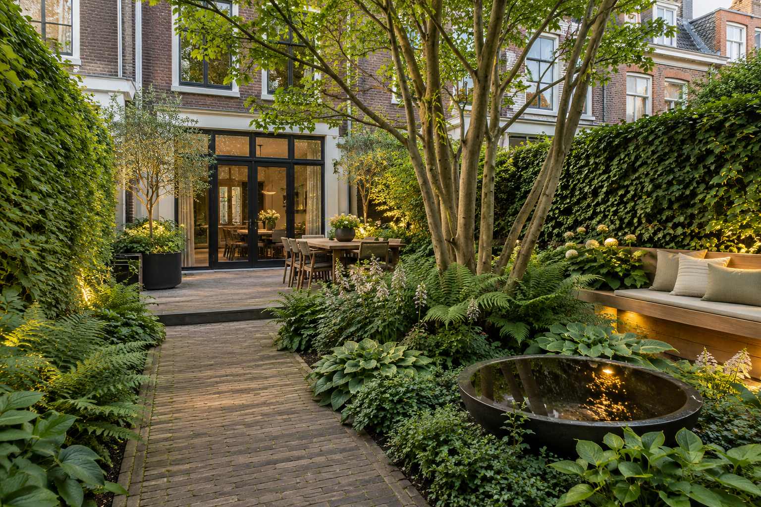 Stadstuin met schaduwgroen